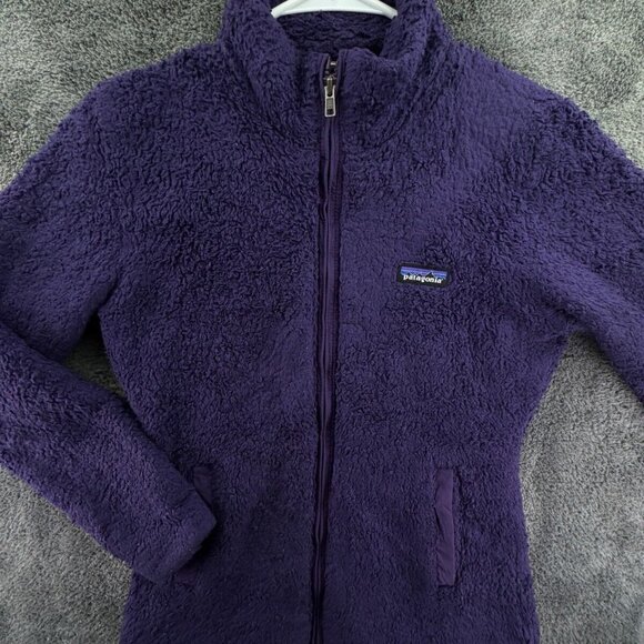 Patagonia Women Jacket Sherpa Fleece Purple Small Full Zip Soft W/ Pockets Lined - Picture 1 of 16